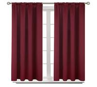BGment Short Burgundy Blackout Curtains 45 Inch Length - Rod Pocket Thermal Insulated Drapes Room Darkening for Kitchen Bedroom Window, 42 x 45 Inch, 2 Panels