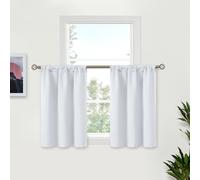 BGment Short Curtains 36 Inches Length for Kitchen Bathroom Window - Rod Pocket 34 Inch Width Thermal Insulated Drapes for Basement Cafe Camper Bedroom, Greyish White, 2 Panels, 34 x 36 Inch