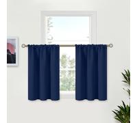 BGment Small Blackout Curtains 30 Inches Length 2 Panels for Kitchen Cafe - Navy Blue Half Window Drapes with Rod Pocket Privacy for Front Door Bathroom, 29 x 30 Inch