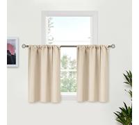 BGment Small Champagne Curtains for Kitchen 34x36 Inch - Rod Pocket Half Window Drapes for Cafe Bathroom Door Bedroom Thermal Insulated Room Darkening Privacy Blinds, 2 Panels