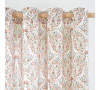 BGment Terracotta Boho Curtains for Living Room - Linen Leaf Paisley Pattern Light Filtering Farmhouse Window Grommet Semi Sheer Drapes, 2 Panels, 52 x 72 Inch