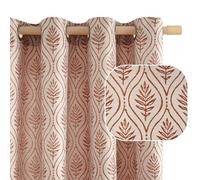 BGment Terracotta Leaf Jacquard Curtains for Living Room, French Country Botanical Pattern Cottage Core Boho Vintage Semi Sheer Linen Curtains Floor Long Window Decor, 2 Panels, 52 x 96 Inch