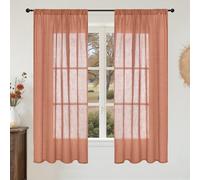 BGment Terracotta Linen Curtains 63 Inches Long for Living Room Windows, Semi Sheer Drapes Rustic Textured for Farmhouse Bedroom Decor with Rod Pocket Lightweight, 2 Panels Set, Each 42 Inch Wide
