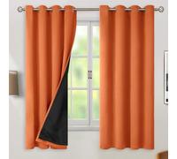 BGment Thermal Insulated 100% Blackout Curtains 63 Inch Length 2 Panels, Total Light Blocking Curtains for Bedroom, Grommet Window Drapes with Thick Black Liner, 52 Inch Wide Each Panel, Burnt Orange