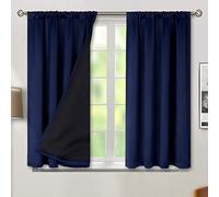 BGment Thermal Insulated 100% Blackout Curtains for Bedroom with Black Liner, Double Layer Full Room Darkening Noise Reducing Rod Pocket Curtain (52 x 45 Inch, Navy Blue, 2 Panels)