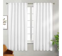 BGment White Bedroom Curtains - Privacy Window Curtains with Sunlight & UV Shades, 50% Room Darkening, Rod Pocket and Back Tab, 2 Panels (52 x 63 Inch, Pure White)