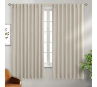 BGment Wide Blackout Curtains 63 inch - Rod Pocket and Back Tab Thermal Insulated Room Darkening Curtains for Living Room, 70 x 63 Inch, Natural Camel, 2 Window Panels
