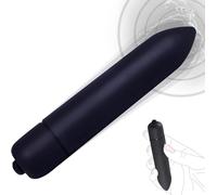 BGMKE 10 Mode Quiet Waterproof Bullet Rod Soft Silicone Toys Powerful Mini Stick Massage Ball for Women Pleasure, Personal Mini Travel Bullet Tool for Men and Women (BG-Black)