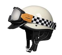 BGMKE Half Shell Skull Cap Helmet,German Style Motorcycle Half Helmet Men Women Vintage Open Face Chopper Jet Helmet DOT Certified Fashion Moped Cap Helmet Street Cruiser Scooter