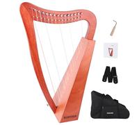 BGMUSER Harp Instrument 15 Strings Professional Lyre Harp with International Standard Nylon strings Mahogany Bag/Strap/Tuning-Wrench for Beginner Musician