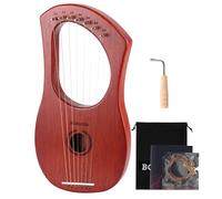 BGMUSER Lyre Harp 7 Strings with Bag,Tuning Wrench,Metal Strings, Mahogany Body and Bone Saddle,Mini Harp Instrument for Kids/Adults Beginner