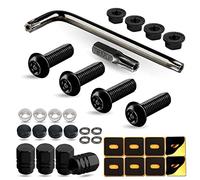 BGMVFK Black Anti Theft License Plate Screws- Rustproof Stainless Steel Security Car Tag Bolts Hardware, M6 (1/4") Tamper Proof Screws, Fastener Nut, Caps Cover for Front Rear Frame Holder Mounting