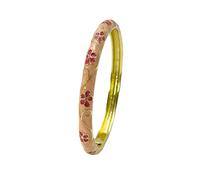BgnEhRfL Cloisonne Enamel Thin Flower Bangle Spring Hinged Cuff Bracelets for Women Chinese Ethnic Traditional Handcrafts Jewelry(Pink-5.9cmx0.7cm)