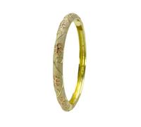BgnEhRfL Cloisonne Enamel Thin Flower Bangle Spring Hinged Cuff Bracelets for Women Chinese Ethnic Traditional Handcrafts Jewelry(Beige white-5.9cmx0.7cm)