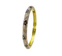 BgnEhRfL Cloisonne Enamel Thin Flower Bangle Spring Hinged Cuff Bracelets for Women Chinese Ethnic Traditional Handcrafts Jewelry(Light purple-5.9cmx0.7cm)
