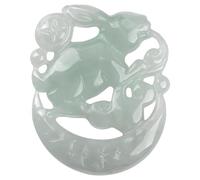 BgnEhRfL Natural Feng Shui White Jade NecklaceJade Rabbit