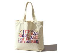 Bgohrd Teacher Tote Bag For Women Man, Its A Good Day To Teach Tiny Humans Tote Bag, Reusable Work Shopping Grocery Shoulder Bags, Teachers Gifts, Aesthetic Canvas Teacher Tote Bags -A18