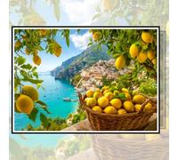 Bgraamiens 1000 Piece Jigsaw Puzzles for Adults - Amalfi Coast with Lemons - Mediterranean Seaside Scene with Citrus and Coastal View - Scenic Italian Gift for Relaxation