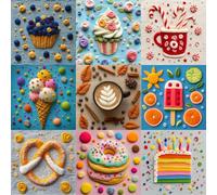 Bgraamiens 1000 Piece Jigsaw Puzzles for Adults - Sweet Life Dessert Grid - Colorful Food Art Puzzle with Cake, Coffee, Candy and Ice Cream - Bright Fun Gift for Relaxation