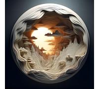 Bgraamiens 3D Visual Dawn Inside a Cave - 1000 Pieces Round Puzzle for Adults, Unique Autostereoscopy Hard Challenge, BG24011