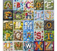 Bgraamiens-NO Y-Patchwork Alphabet Collage Jigsaw Puzzle with NO Y- Funny and Colorful Jigsaw 1000 Pieces for Adults