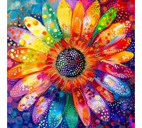 Bgraamiens Puzzle-Colorful Rainbow Pointillisme Gerber Flower Jigsaw Puzzle 1000 Pieces Puzzles for Adults,Flower Artwork for Adults,Color Challenging Puzzle