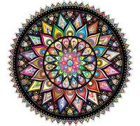 Bgraamiens Qipexeii Puzzle-Geometric Colorful Mandala-1000 Pieces Creative Geometric Round Blue Board Colorful Mandala Jigsaw Puzzle