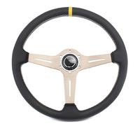BGRVCKS Paddle Shifter 15 Inch 380mm Car Steering Wheel Off-road Large-diameter Leather Racing Steering Wheel Universal(BEIGE)