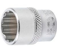 BGS 10784 | Socket, 12-point | 6.3 mm (1/4") Drive | 14 mm | Drive internal square, chrome vanadium steel, chrome-plated, matt, with knurling