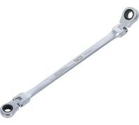BGS 1541-8X9 | Double Swivel Head Ratchet Wrench | 8 x 9 mm | Length: 240 mm, twelve-point, chrome vanadium steel, chrome-plated, matt, extra long, infinitely angled head
