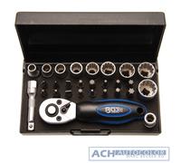 BGS 2143 Extra Short Socket Set Ratchet Box 108mm 1/4" 28 Pieces