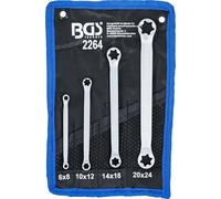 BGS 2264 | Double Ring Spanner Set with E-Type Ring Heads | E6 x E8 - E20 x E24 | 4 pcs.
