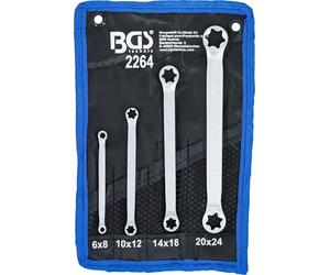 BGS 2264 | Double Ring Spanner Set with E-Type Ring Heads | E6 x E8 - E20 x E24 | 4 pcs.