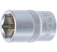 BGS 2918 | Socket, Hexagon | 12.5 mm (1/2") Drive | 18 mm | Drive internal square 12.5 mm (1/2 inch), length 38.5 mm, chrome vanadium steel, chrome-plated, matt, with knurling