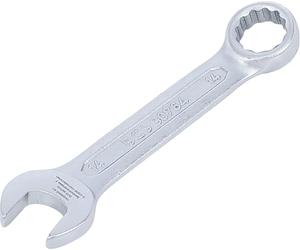 BGS 30764 | Combination Spanner | extra short | 14 mm | Length: 118 mm, ring end 15° angled, ring side twelve-point, chrome vanadium steel, chrome-plated, matt, cold forged