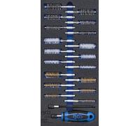 BGS 4043 | Tool Tray 1/3: Brush Assortment | 20 pcs. | 18 brushes in 6 sizes, brass trim, nylon, stainless steel, handle and extension with quick attachment