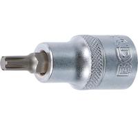 BGS 4151 | Bit Socket | 12.5 mm (1/2") Drive | Spline (for RIBE) M6 | Drive internal square 12.5 mm (1/2 inch), length 55 mm, chrome vanadium steel, chrome-plated, matt, with knurling