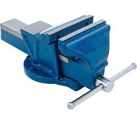 BGS 58270 | Bench Vice | 150 mm Jaws | Anvil surface for straightening and compression work, special casting, concealed rotary spindle, pre-drilled mounting holes