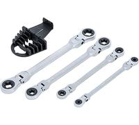 BGS 71028 | Double Ratchet Ring Spanner Set | adjustable | with E-Type Ring Heads | E6 - E24 | 4 pcs.