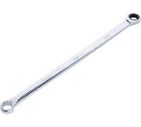 BGS 7247 | Ratchet Ring Wrench and Ring Spanner | Extra Long | 17 mm | Length 375 mm, 72 teeth, twelve-point output profile, 5° reverse swing angle, chrome vanadium steel