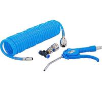 BGS 74253 | Air Blow Gun | with Spiral Air Hose and T-Connector | Working pressure 0 - 8 bar, 1/4 inch quick coupling, hose inner diameter 5.5 mm, outer diameter 8 mm, nozzle 3.8 mm