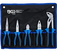 BGS 74256 | Pliers Set | 5 pcs. | Chrome vanadium steel | telephone pliers straight/bent | side cutters, combination pliers, water pump pliers