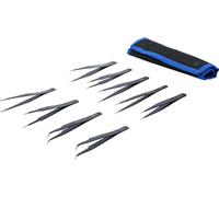 BGS 74413 | Stainless Steel Tweezers Set | 9 pcs. | Various tips, ground surface, acid resistant, anti-static, non-magnetic