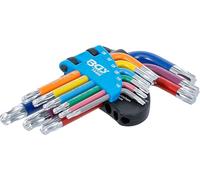BGS 74466 | L-Type Wrench Set | Multicolour | Short | T-Star (for Torx) with Ball Head T10 - T50 | 9 pcs.