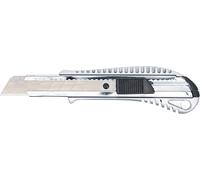 BGS 7958 | Snap-off Knife | Blade width 18 mm | Metal guide | silver | black rubber nub slip protection
