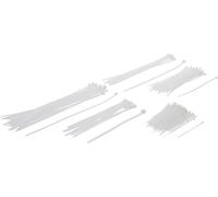 BGS 80874 | Cable Tie Set | white | Various Sizes | 250 pcs. | Nylon | 100 x 2.5, 200 x 4.6/7.5, 300 x 4.7/7.8 mm | for cables and hoses