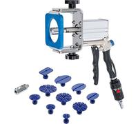 BGS 875 | Air Dent Puller | Flow control valve, 10 dent pads, extension adapter, connection 6.3 mm (1/4 inch), stainless steel base with PVC protection