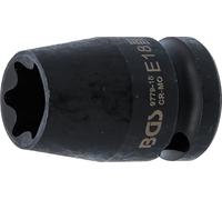 BGS 9779-18 | Impact Socket E-Star | 12.5 mm (1/2") Drive | E18 | Drive internal square 12.5 mm (1/2 inch), chrome-molybdenum steel, hand and impact wrench operation
