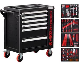 BGS Diy 6055 | Workshop Trolley | 6 Drawers | 1 Side Door | with 158 Tools