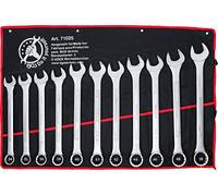 BGS Diy 71025 | Combination Spanner Set | XXL | 34 - 50 mm | 11 pcs. | Tool steel | warm forged | chrome-plated | ring end 15° angled | ring side twelve-sided | tetron roll bag